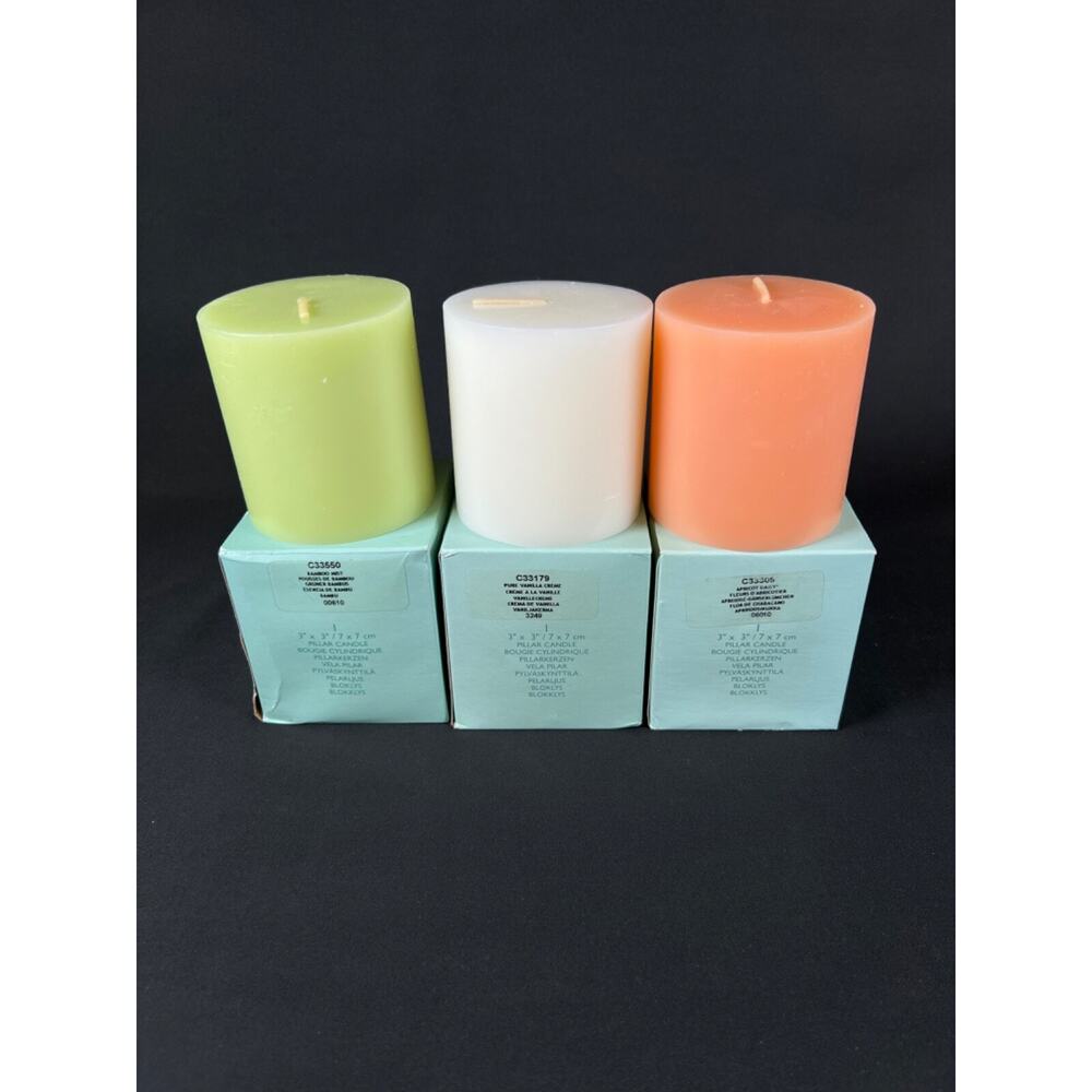3X PartyLite candle aroma Bamboo Mist / Pure Vanilla Creme / Apricot Daisy - Picture 3 of 3